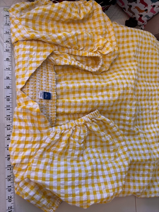 Cotton Yellow & White Puff Sleeve Babydoll Gingham Sundress Size XL Y2K Milkmaid - Picture 6 of 9